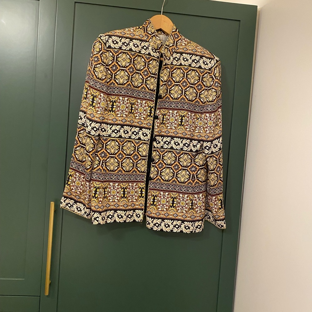 Women's Safe Silk By Adrianna Papell Floral Asian Flair Vibrant Top Jacket Sz 8